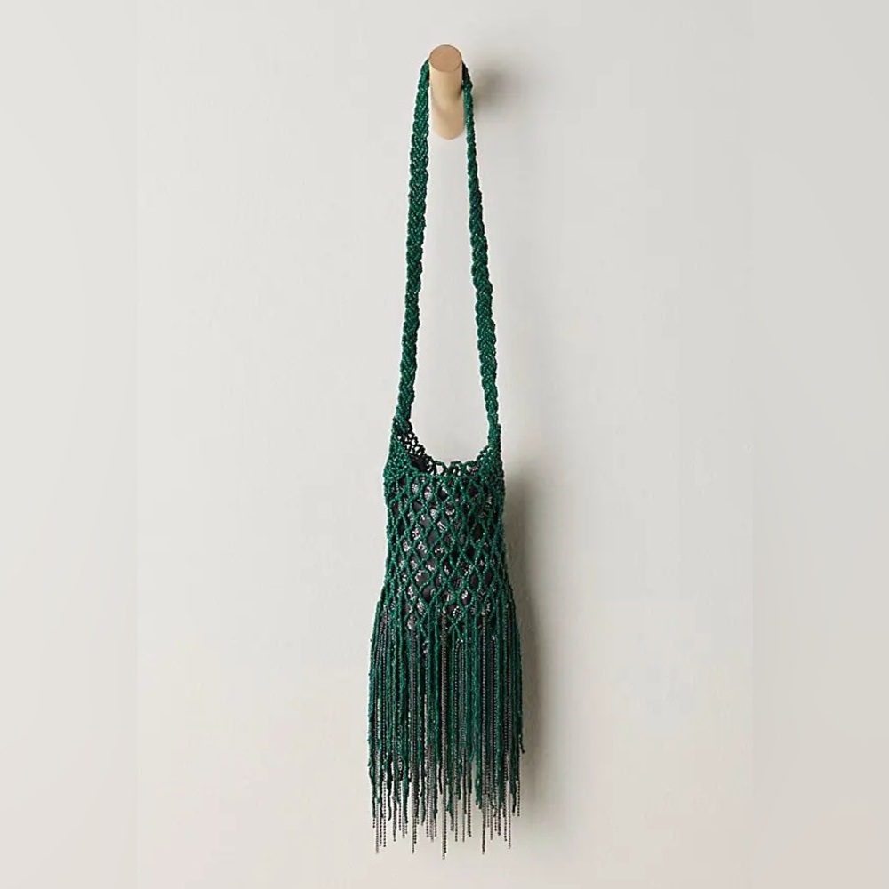 NWT Free People Hayes Beaded Macrame Shoulder or Crossbody Bag